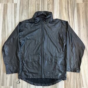 Helly Hansen Black Windbreaker Jacket Small Removable Hood Outdoors Packable